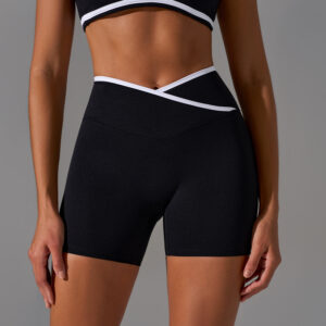 Women's Color Block Cross Waist 3-Inch Compression Shorts